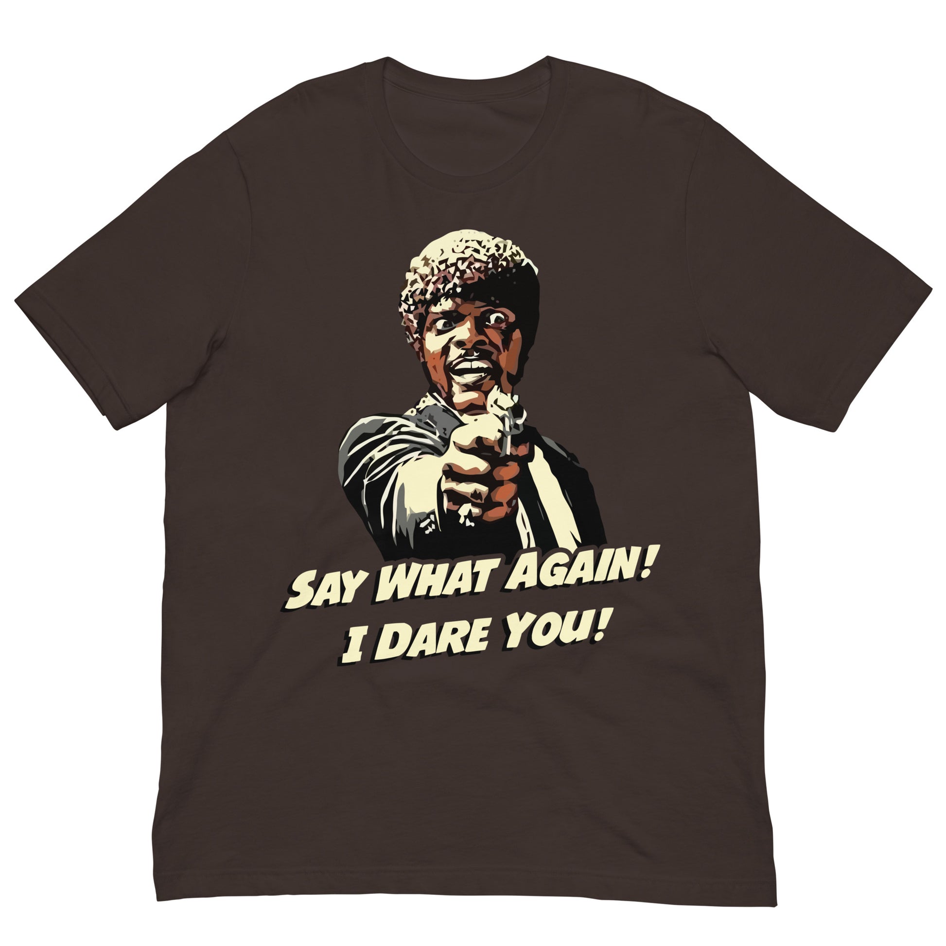 camiseta say what again i dare you pulp fiction marron