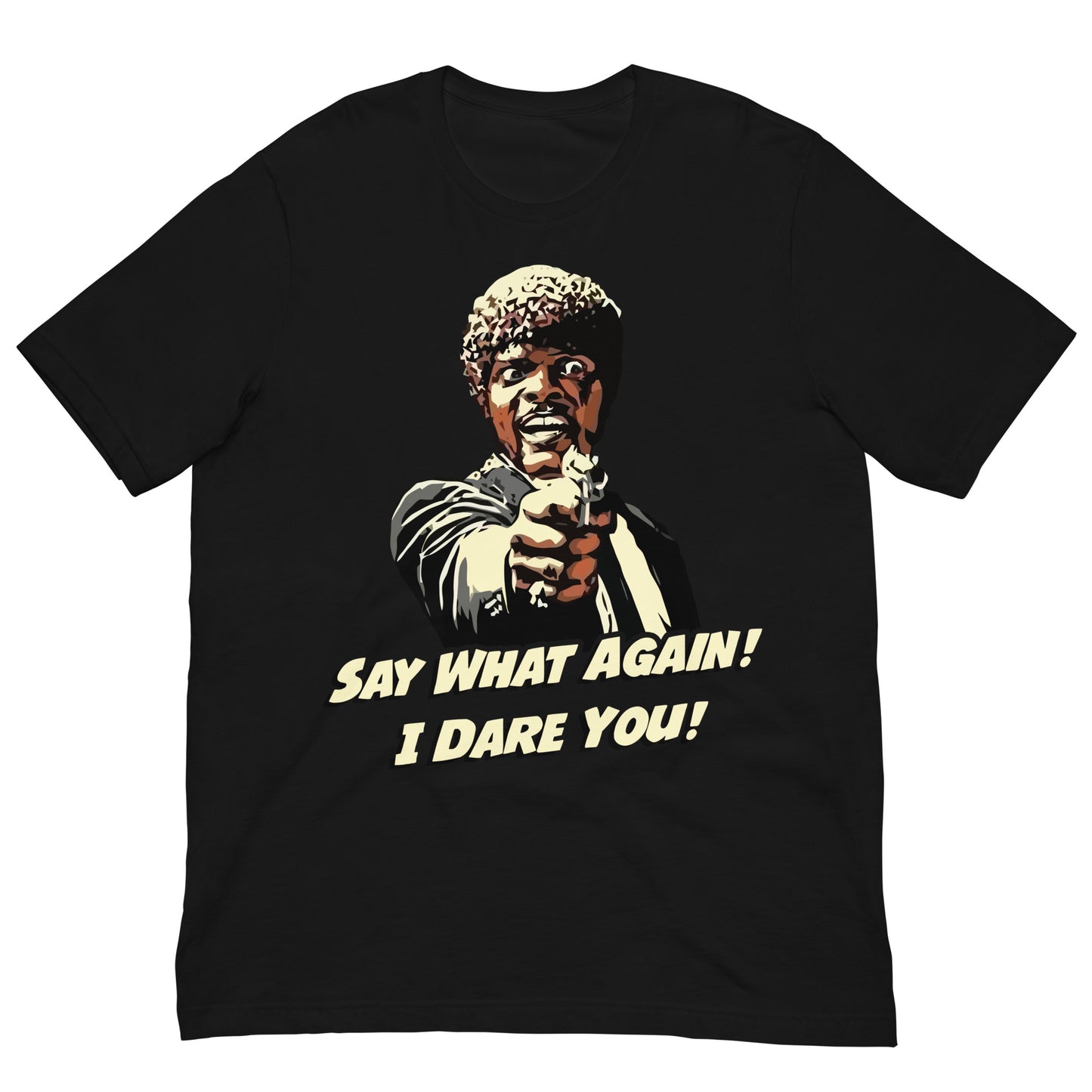 camiseta say what again i dare you pulp fiction negra