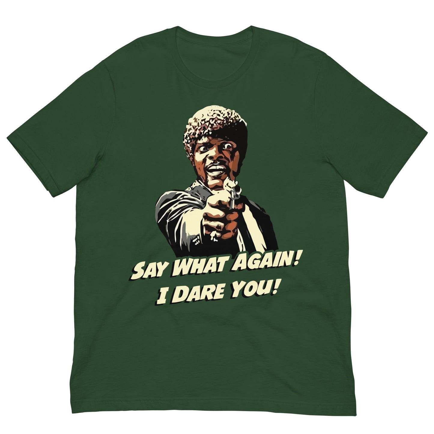 camiseta say what again i dare you pulp fiction verde botella