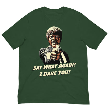 camiseta say what again i dare you pulp fiction verde botella