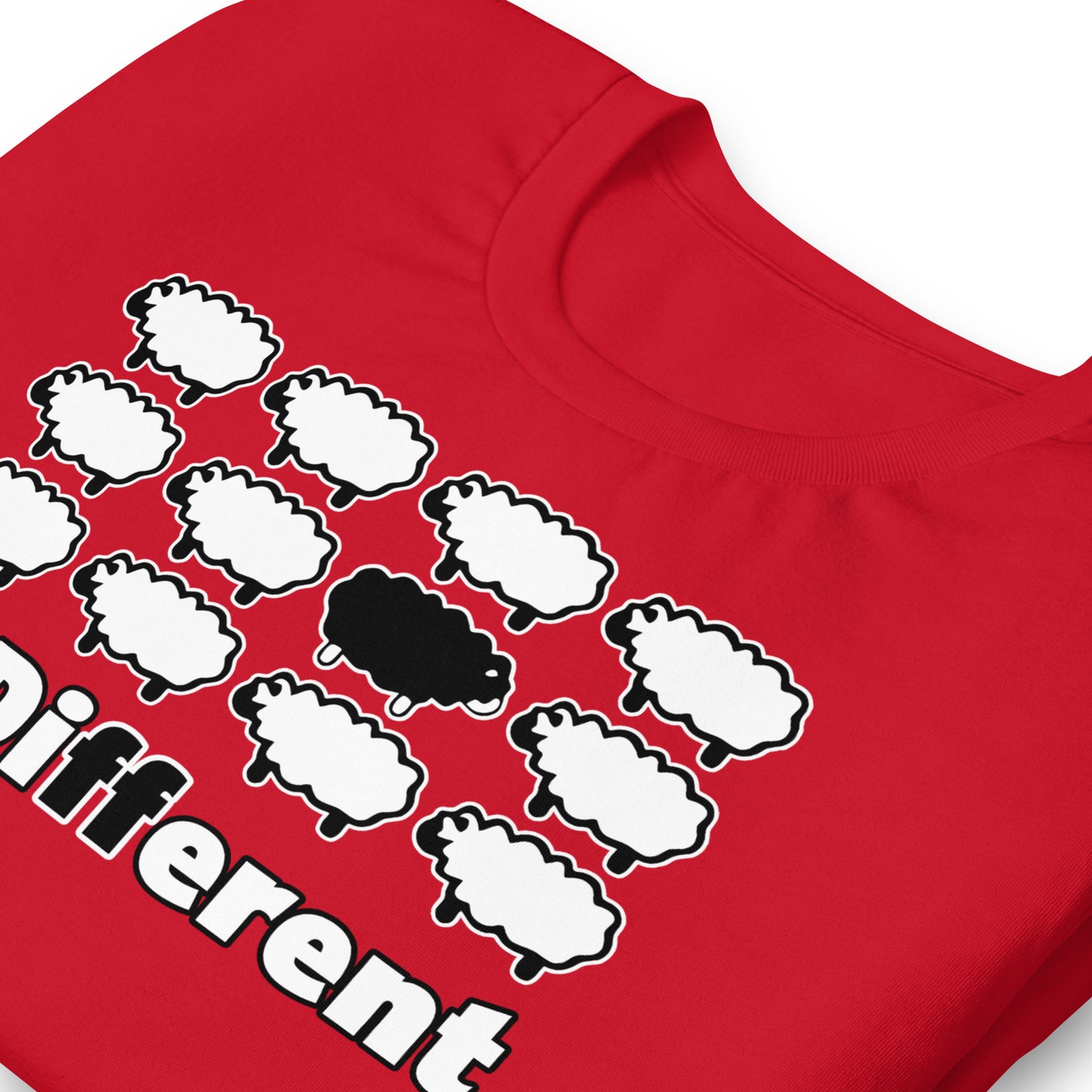 detalle de camiseta se diferente oveja negra roja