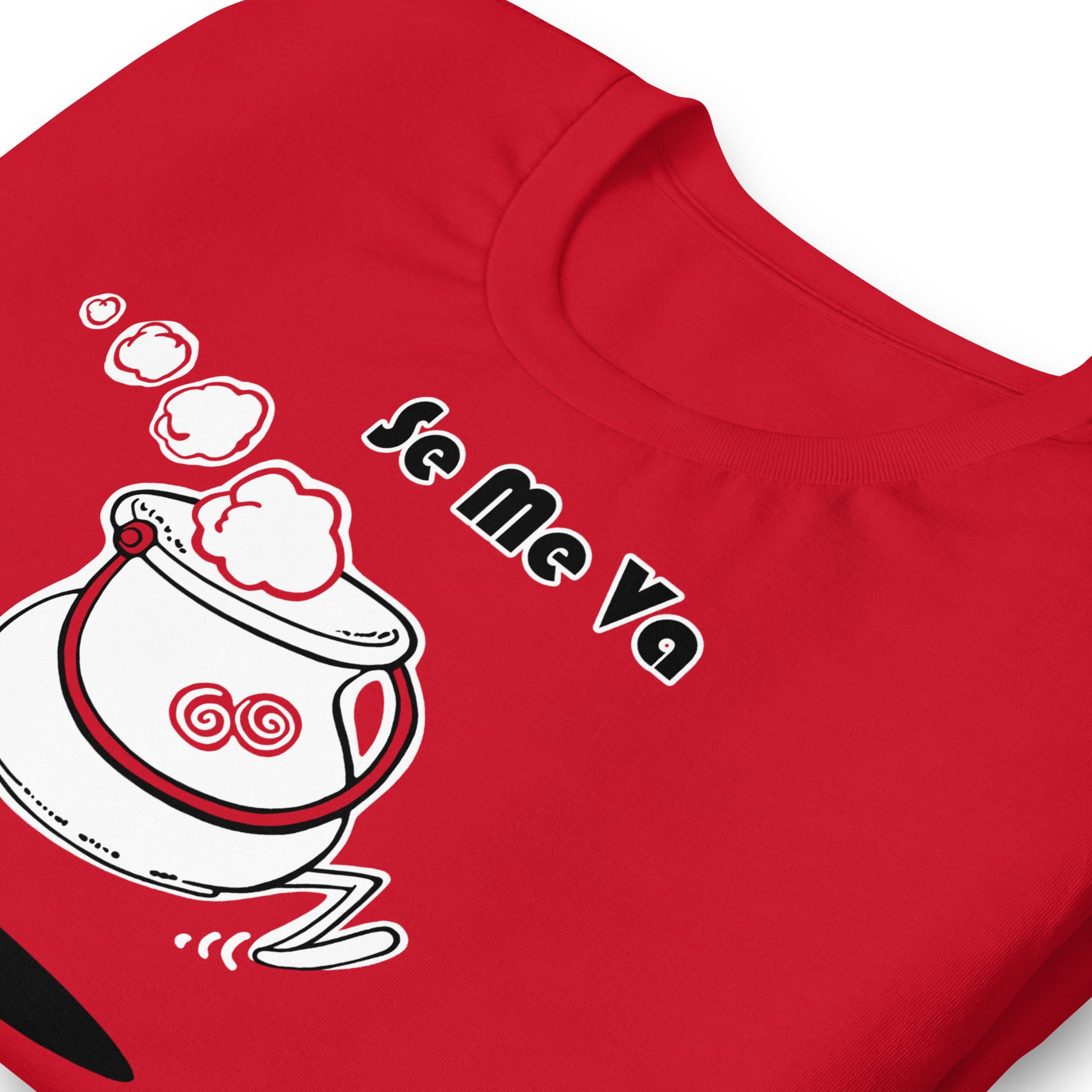 detalle de camiseta se me va la olla roja