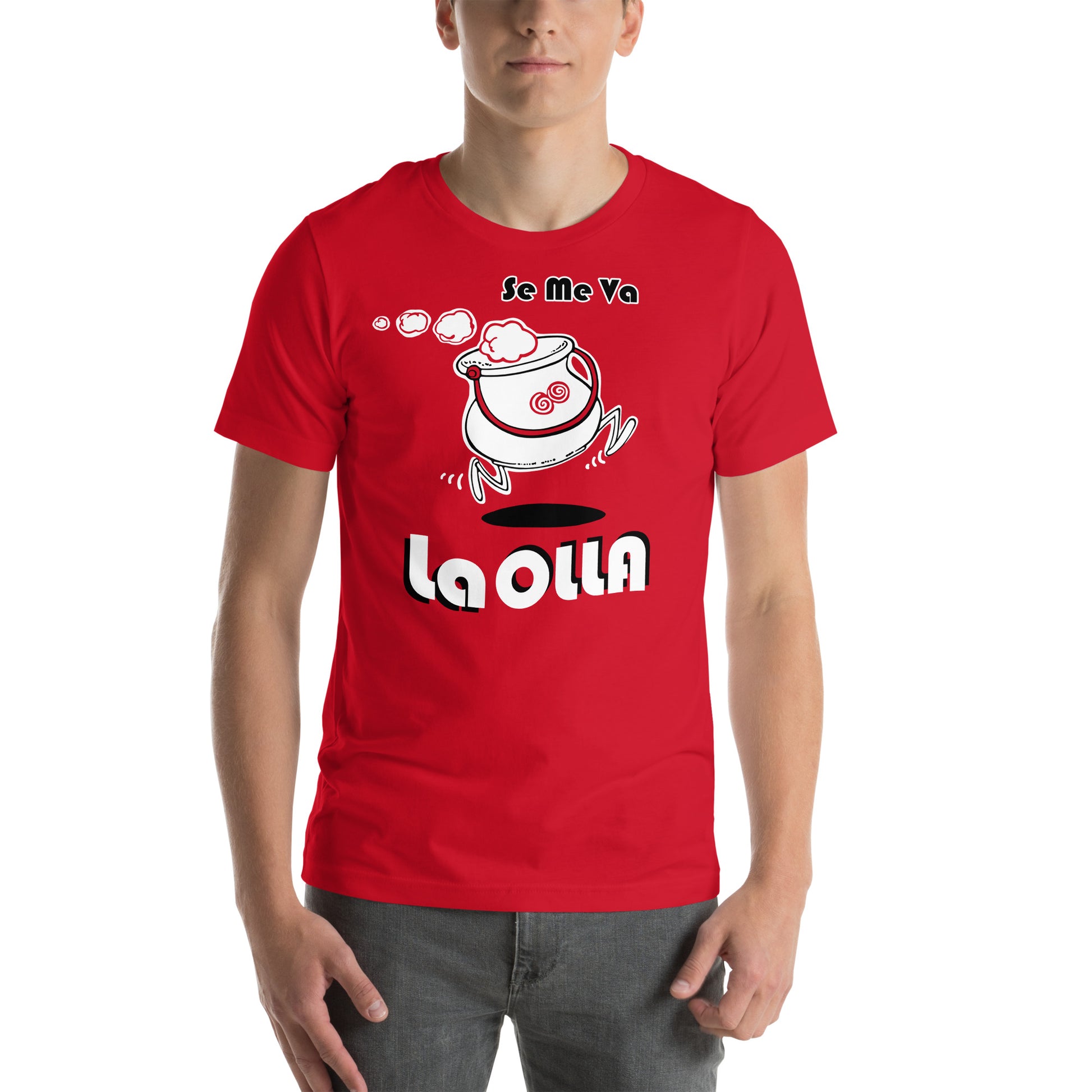 hombre con camiseta se me va la olla roja