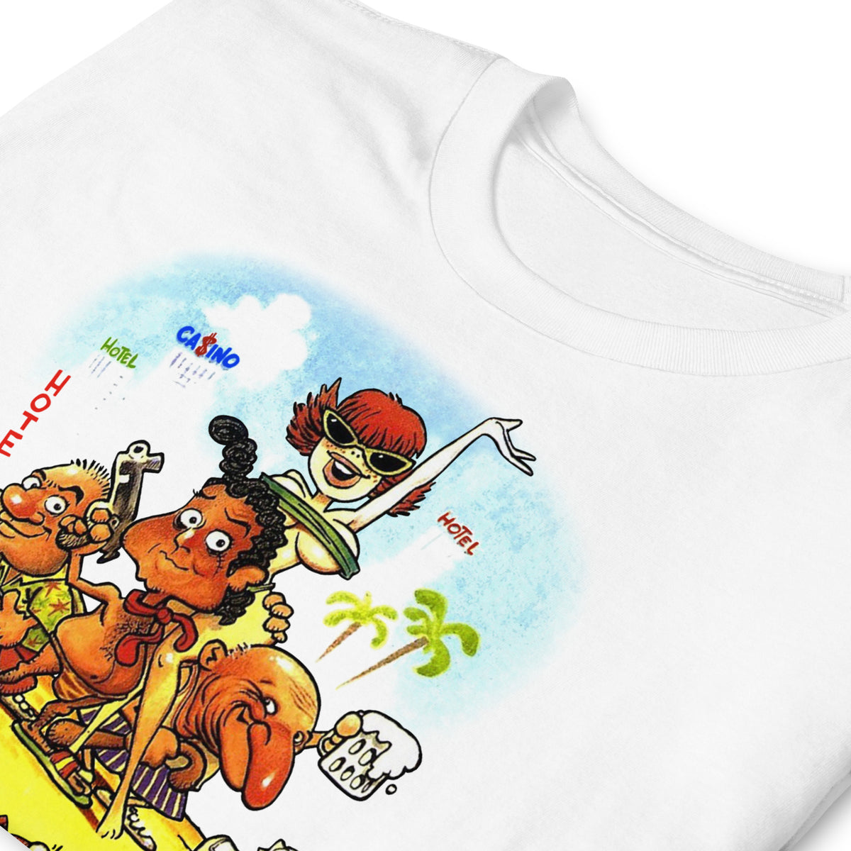 Detalle de camiseta blanca de Semos peligrosos Makinavaja 2