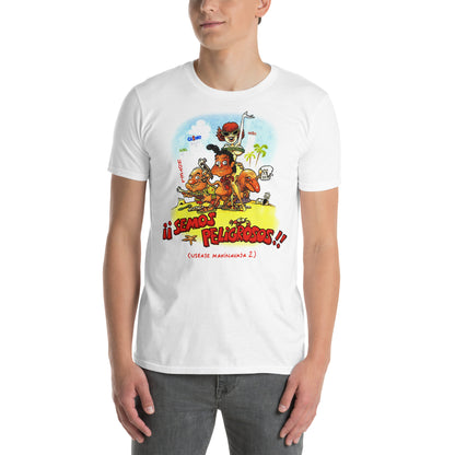 Hombre con camiseta blanca de Semos peligrosos Makinavaja 2