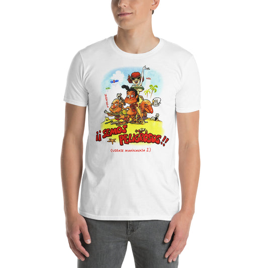 Hombre con camiseta blanca de Semos peligrosos Makinavaja 2