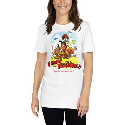 Mujer con camiseta blanca de Semos peligrosos Makinavaja 2