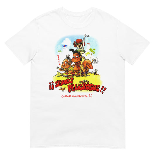 Camiseta blanca de Semos peligrosos Makinavaja 2