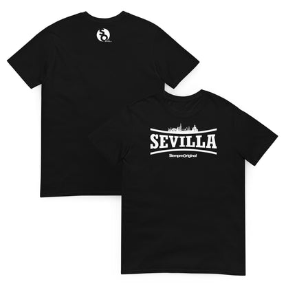 camiseta sevilla ciudad skyline delante y detras negra