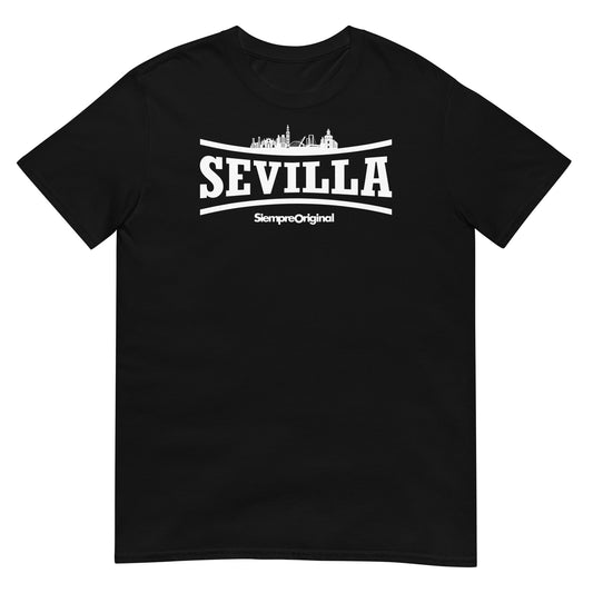 camiseta sevilla ciudad skyline negra
