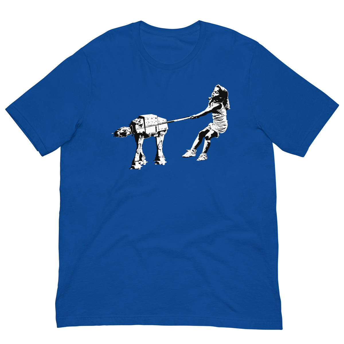Camiseta azul royal Shat-At de Eelus estilo street art Banksy