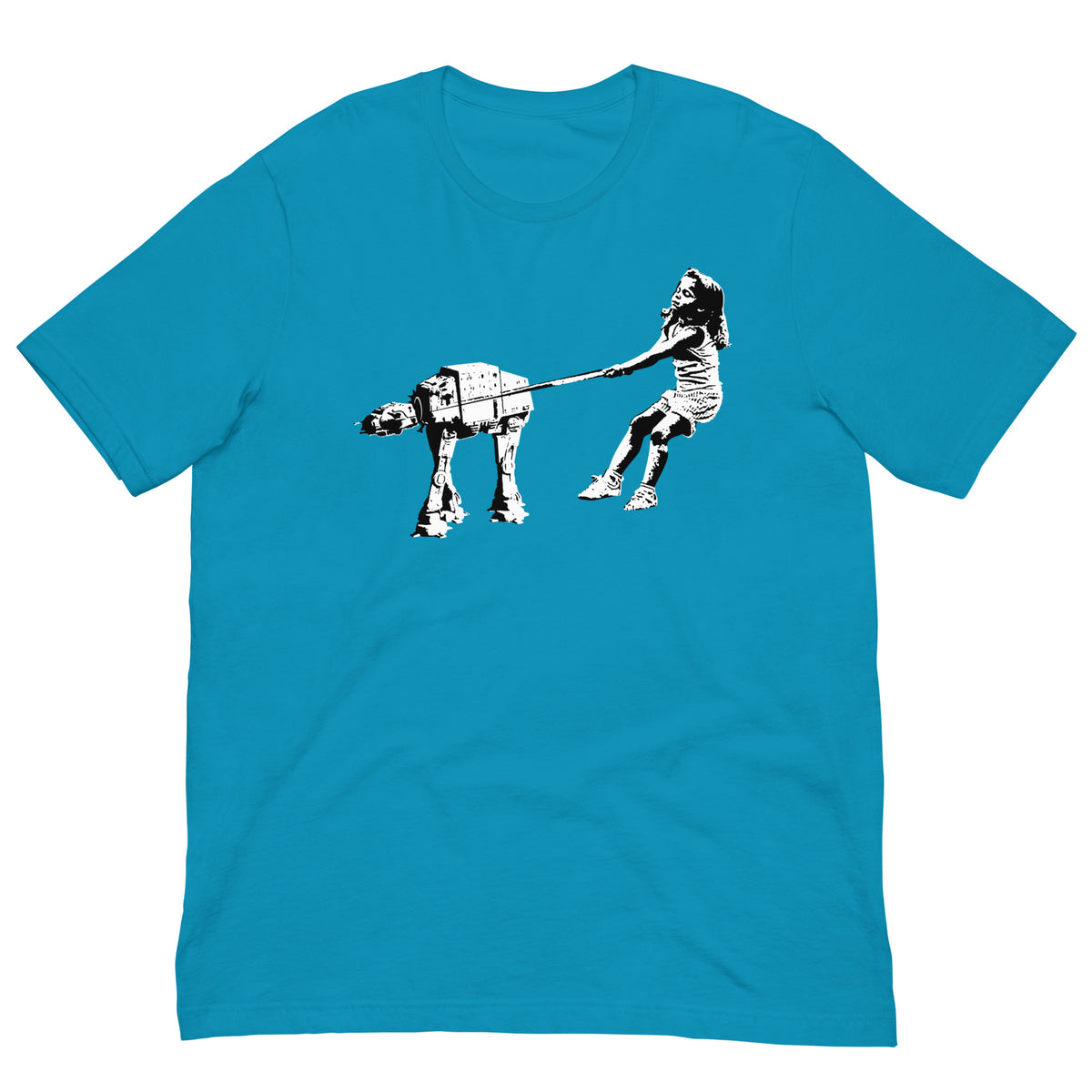 Camiseta azul Shat-At de Eelus estilo street art Banksy