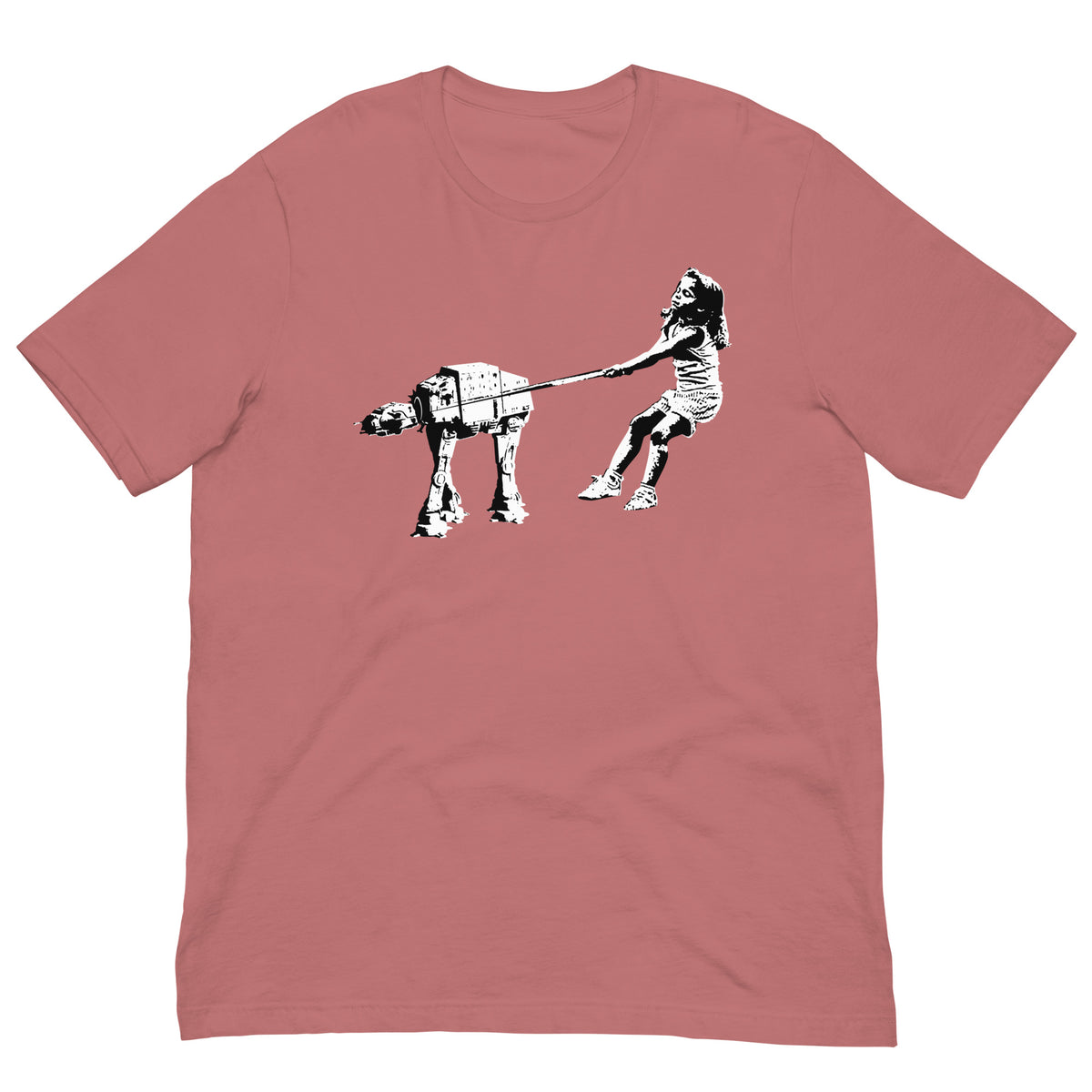 Camiseta malva Shat-At de Eelus estilo street art Banksy
