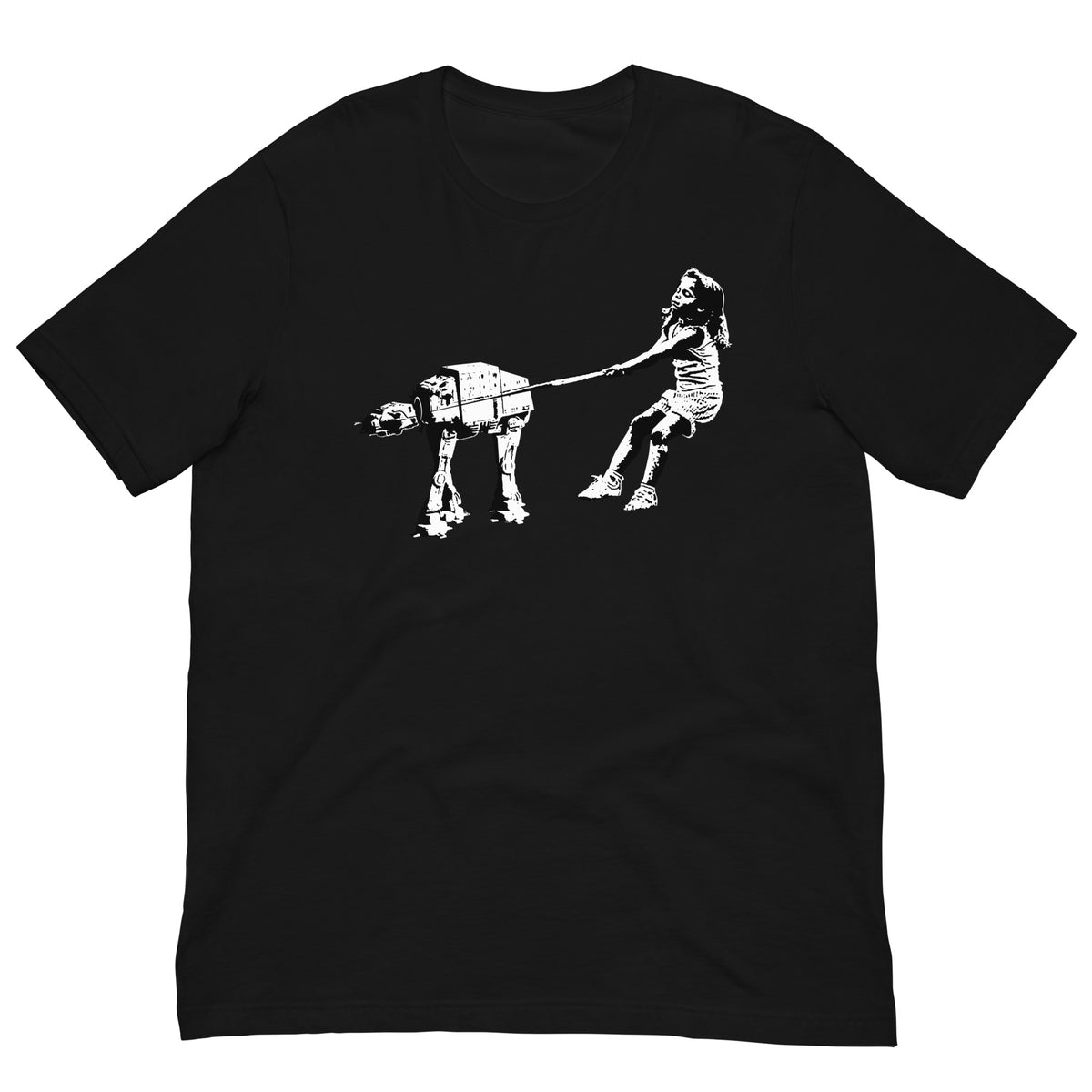 Camiseta negra Shat-At de Eelus estilo street art Banksy