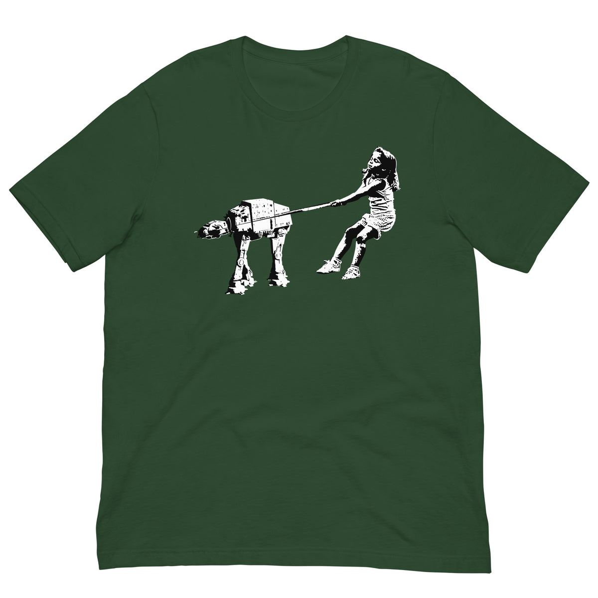 Camiseta verde botella Shat-At de Eelus estilo street art Banksy