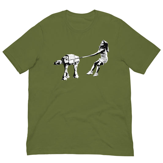 Camiseta verde oliva Shat-At de Eelus estilo street art Banksy