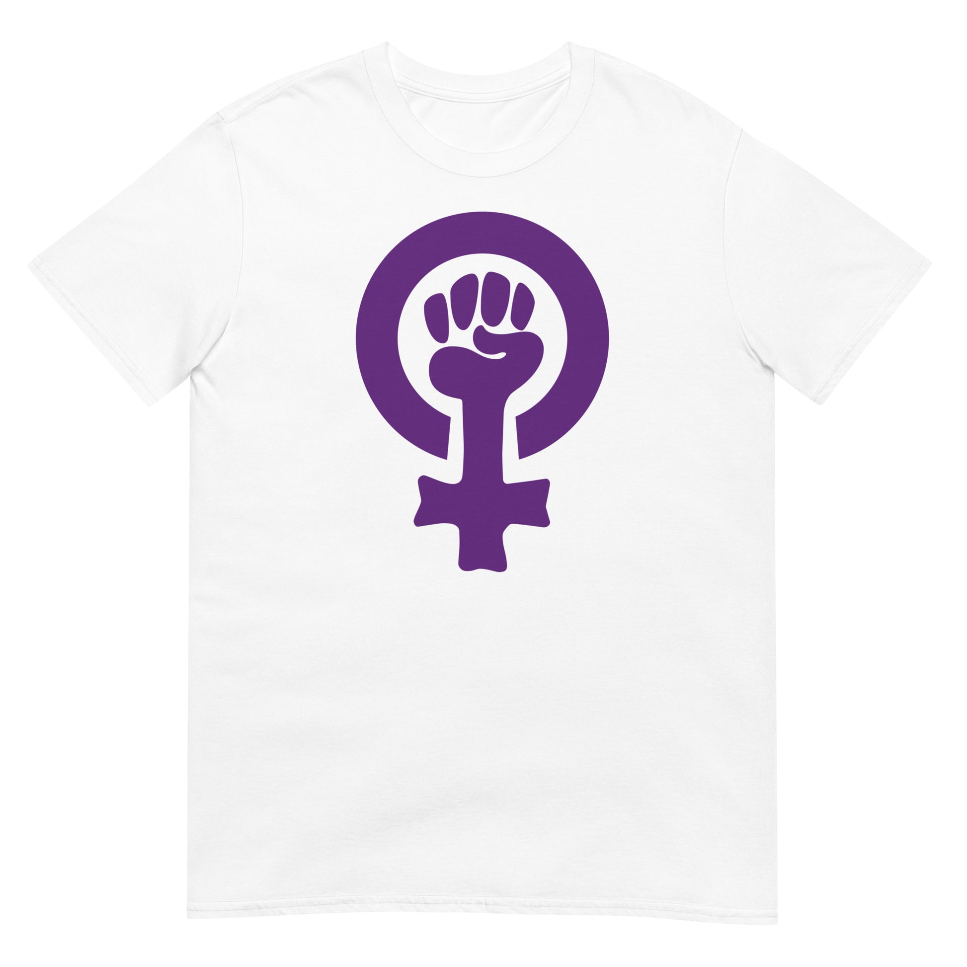 camiseta simbolo feminista puno blanca