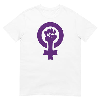 camiseta simbolo feminista puno blanca