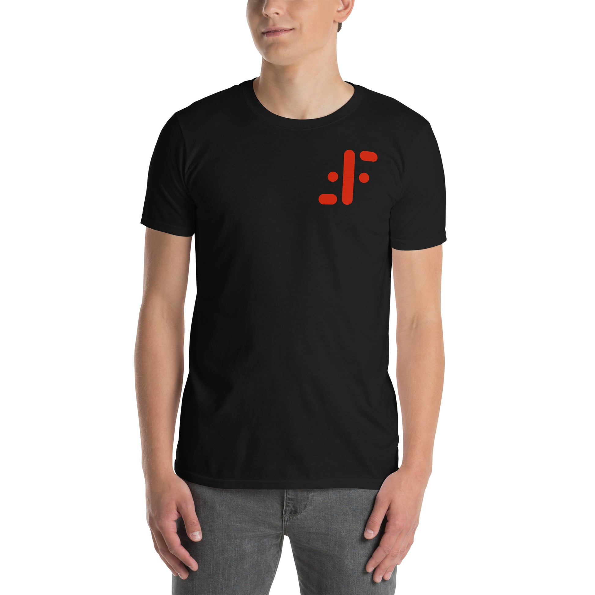 hombre con camiseta simbolo serie v negro