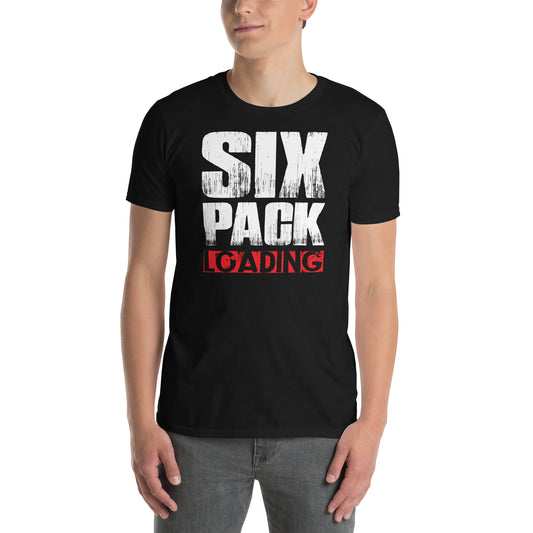 hombre con camiseta six pack loading gym gimnasio fitness en color negro