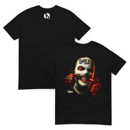 camiseta smile mask urbanwear delante y detras negra