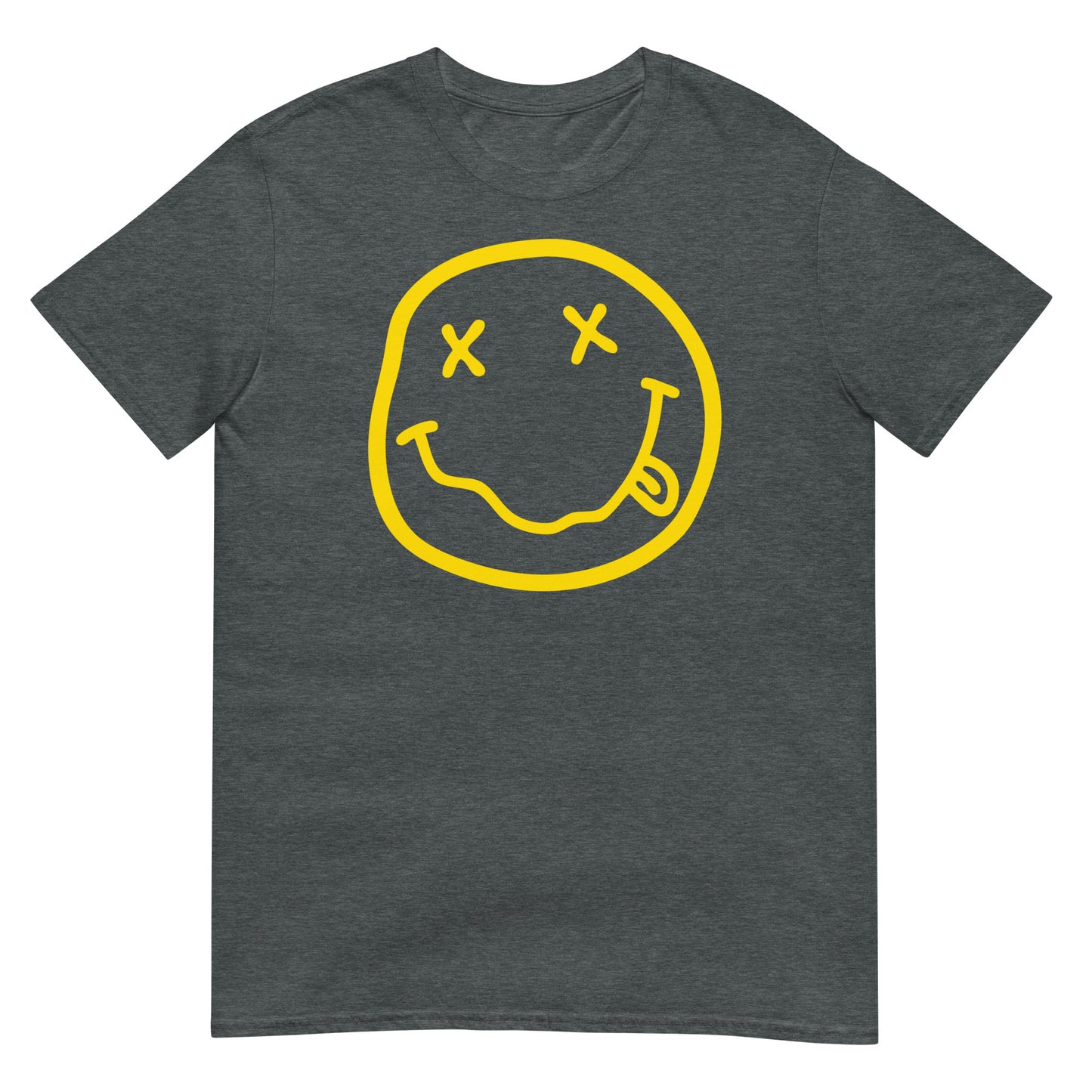 camiseta smiley grunge 90s gris oscuro