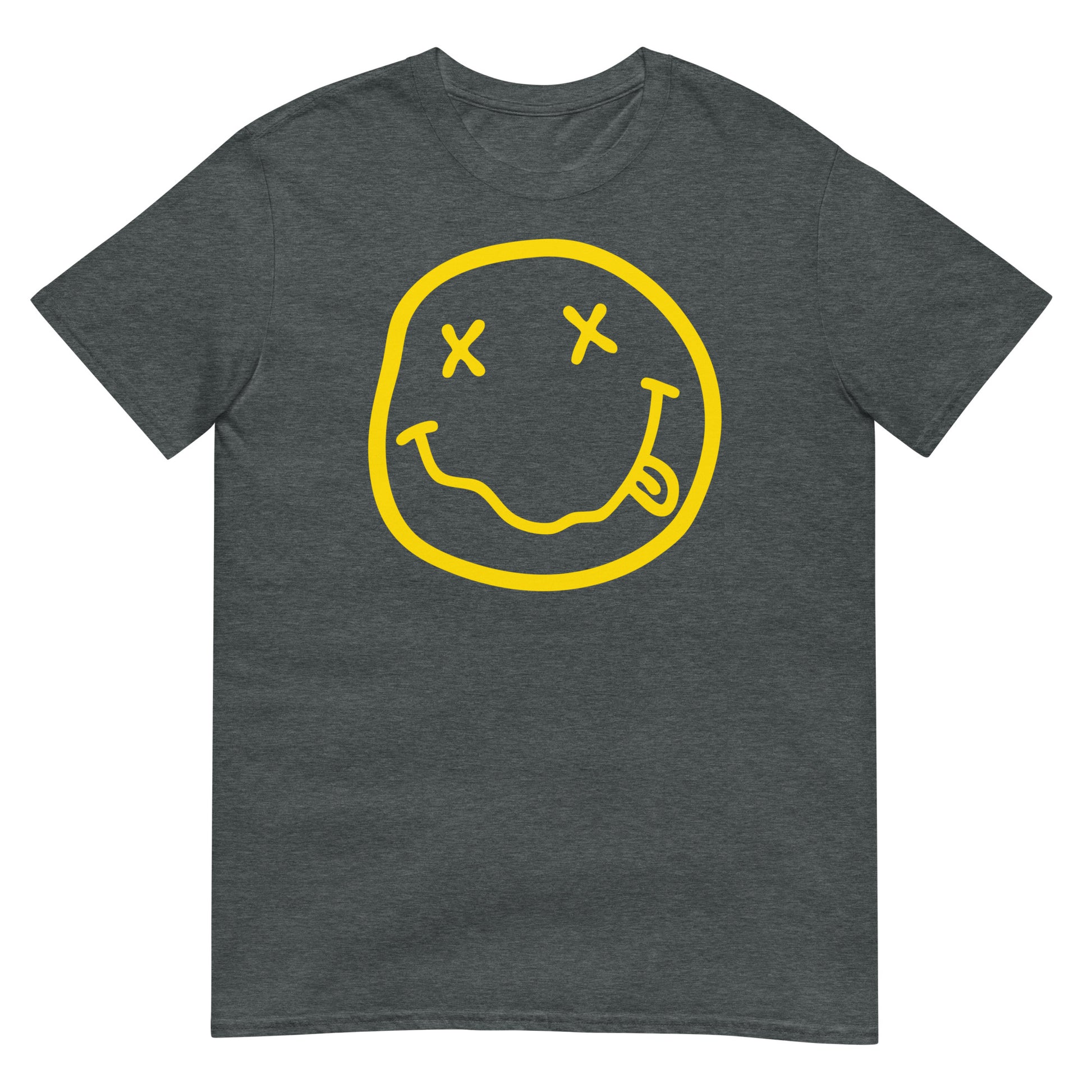 camiseta smiley grunge 90s gris oscuro