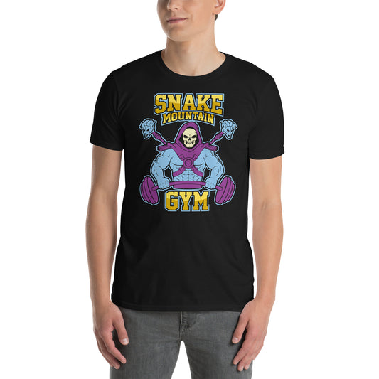 hombre con camiseta snake mountain gym skeletor masters of the universe gimnasio fitness en color negro