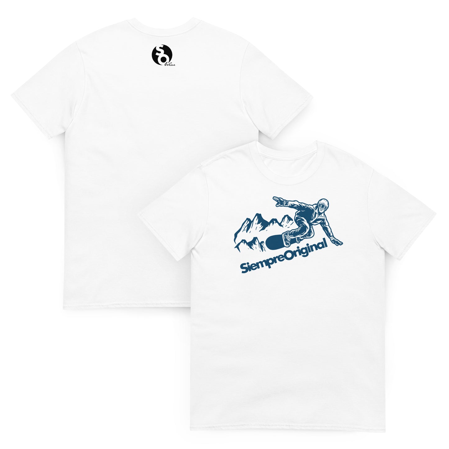 camiseta snowboard montana delante y detras blanca