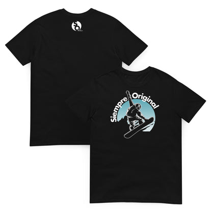 camiseta snowboard salto delante y detras negra