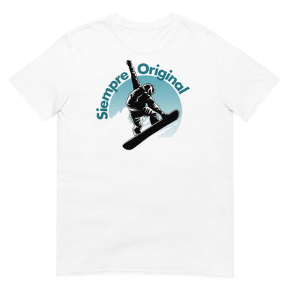 camiseta snowboard salto blanca