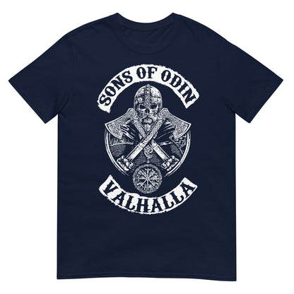 camiseta sons of odin valhalla vikingo azul marino