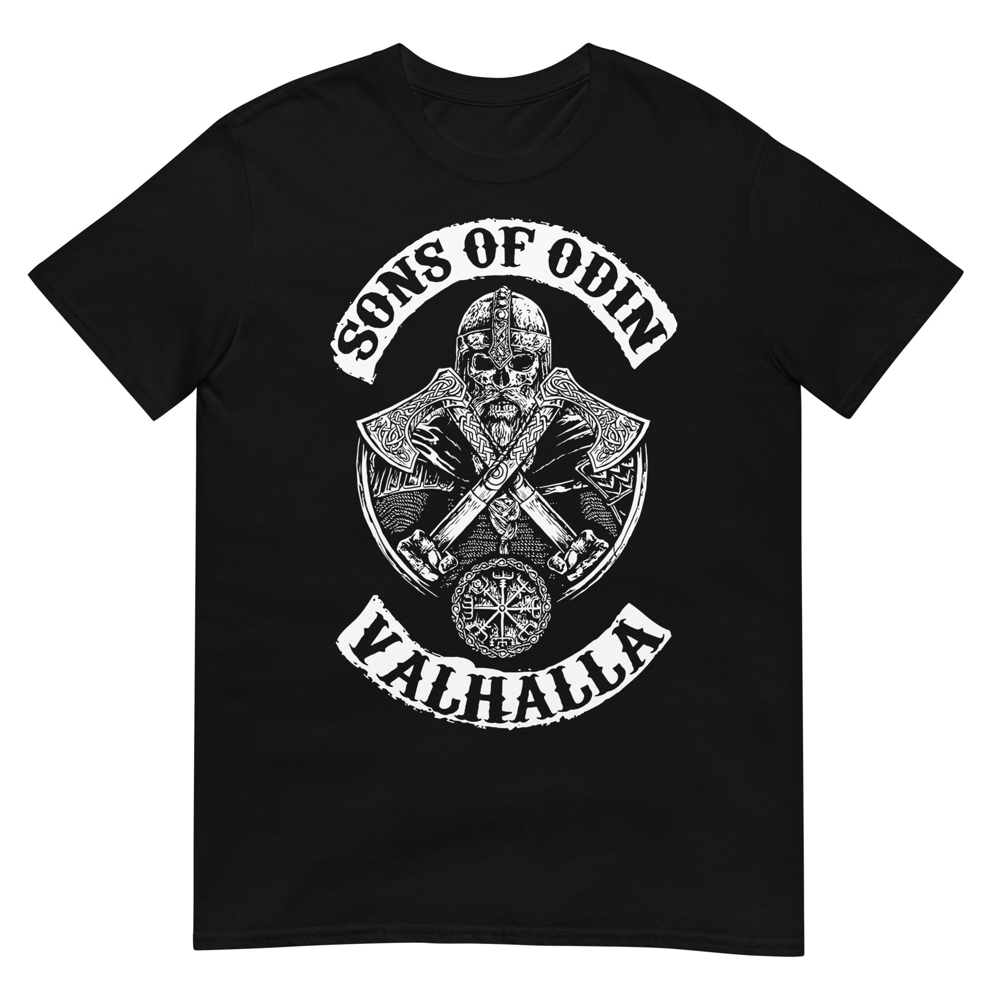 camiseta sons of odin valhalla vikingo negra