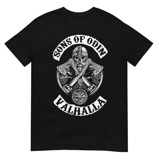 camiseta sons of odin valhalla vikingo negra