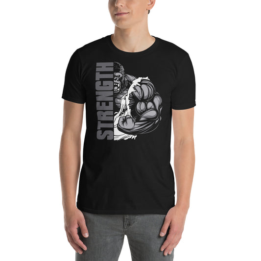 hombre con camiseta strength gorila gym gimnasio fitness en color negro