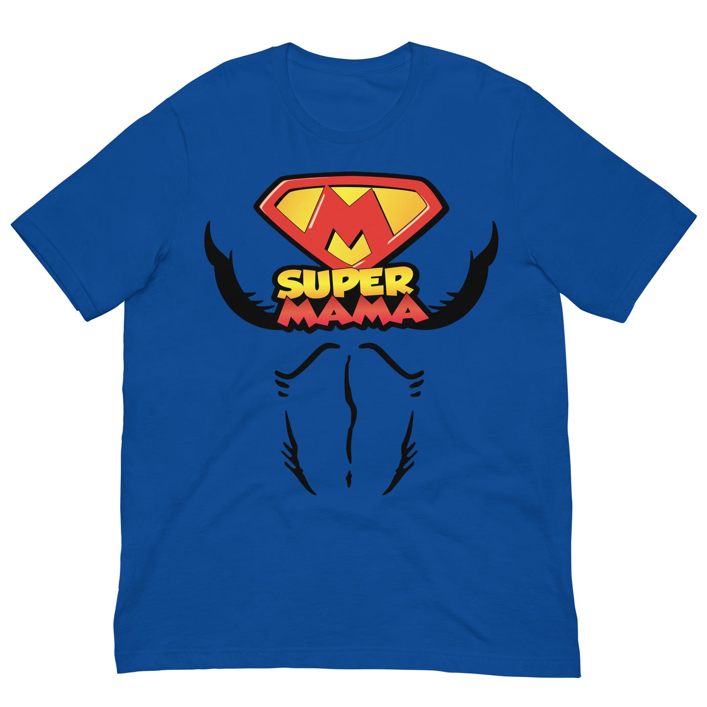 camiseta super mama heroe azul royal