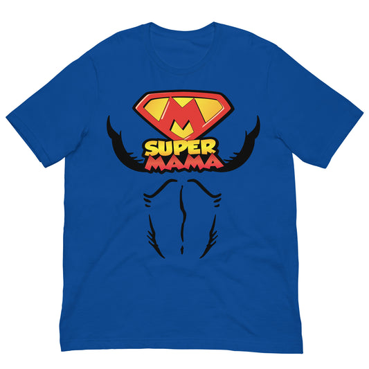 camiseta super mama heroe azul royal