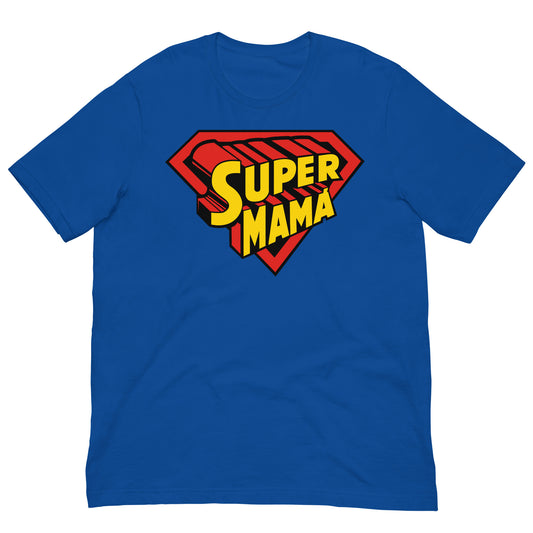 camiseta super mama azul royal