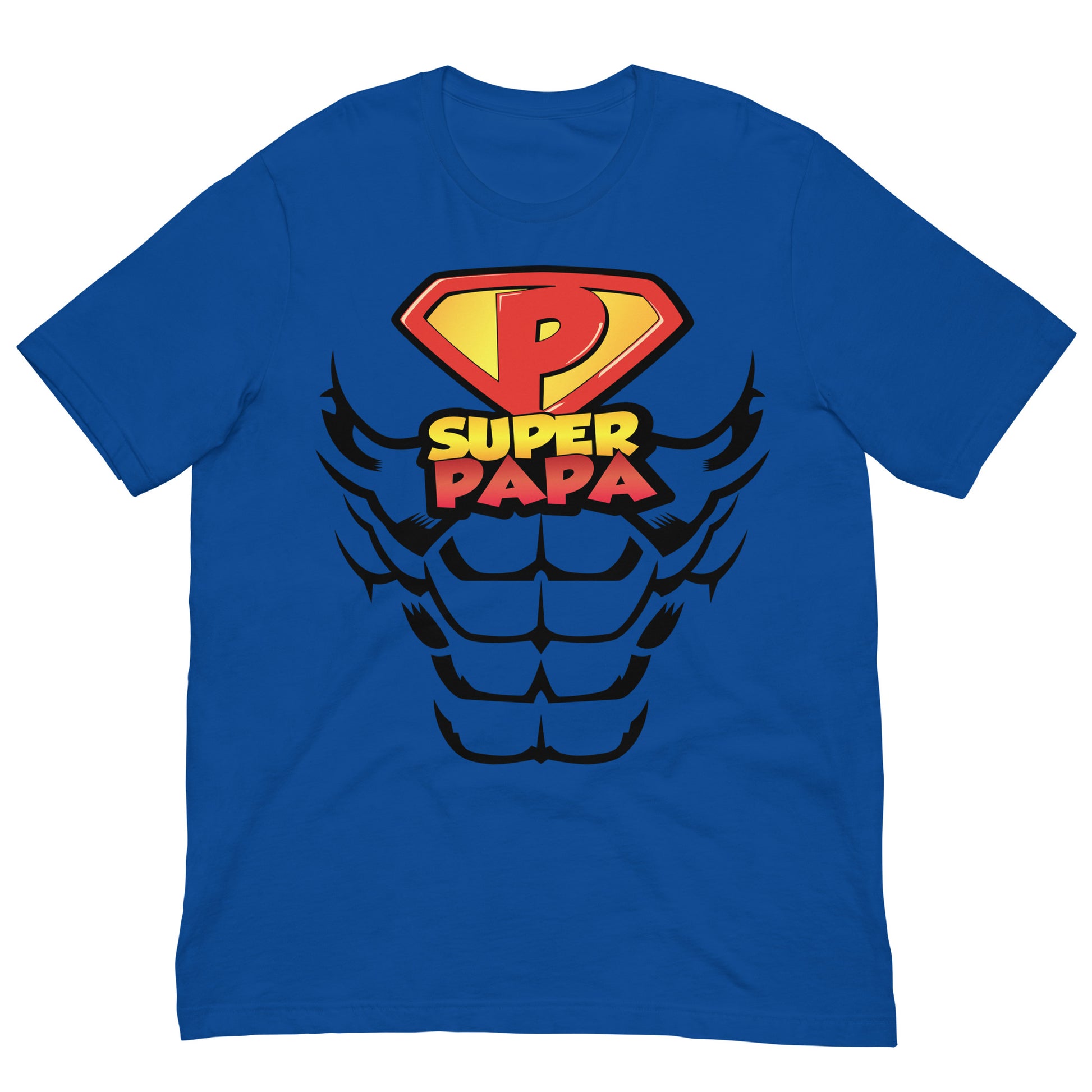 camiseta super papa heroe azul royal