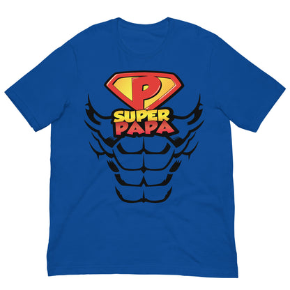 camiseta super papa heroe azul royal