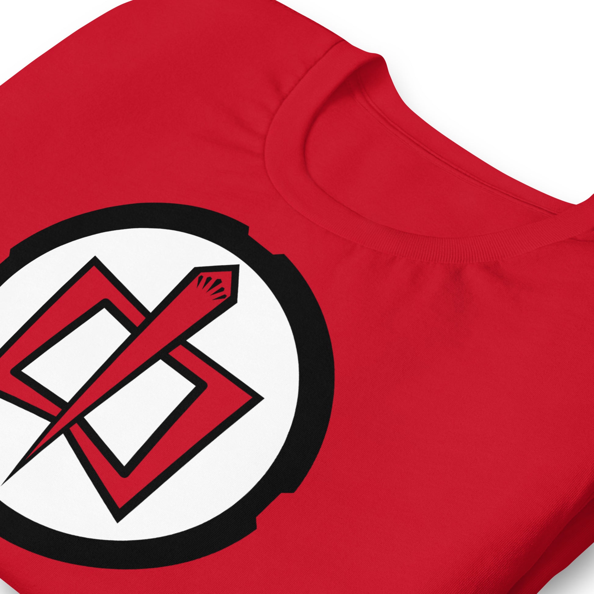 detalle de camiseta el gran heroe americano rojo