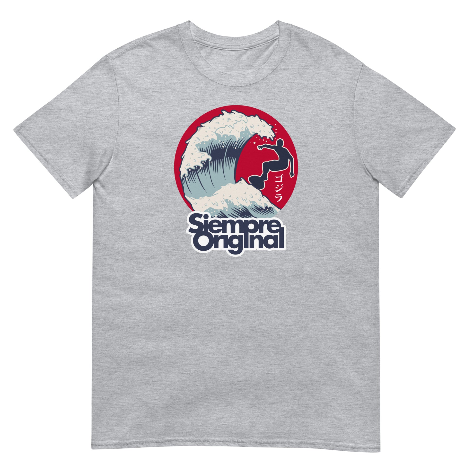 camiseta surf ola japonesa gris