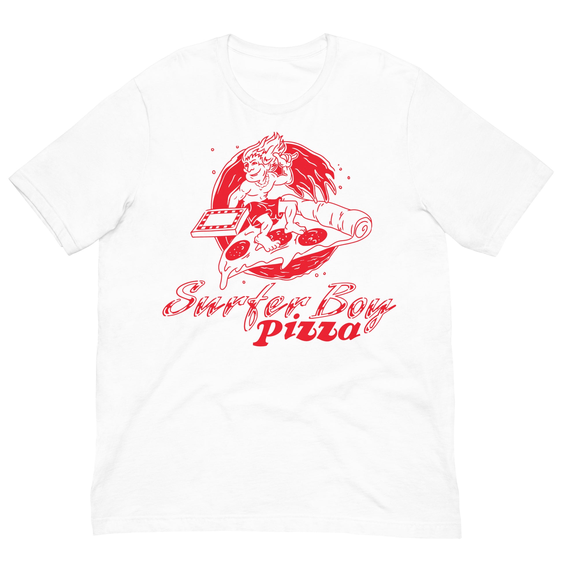 camiseta surfer boy pizza stranger things blanca