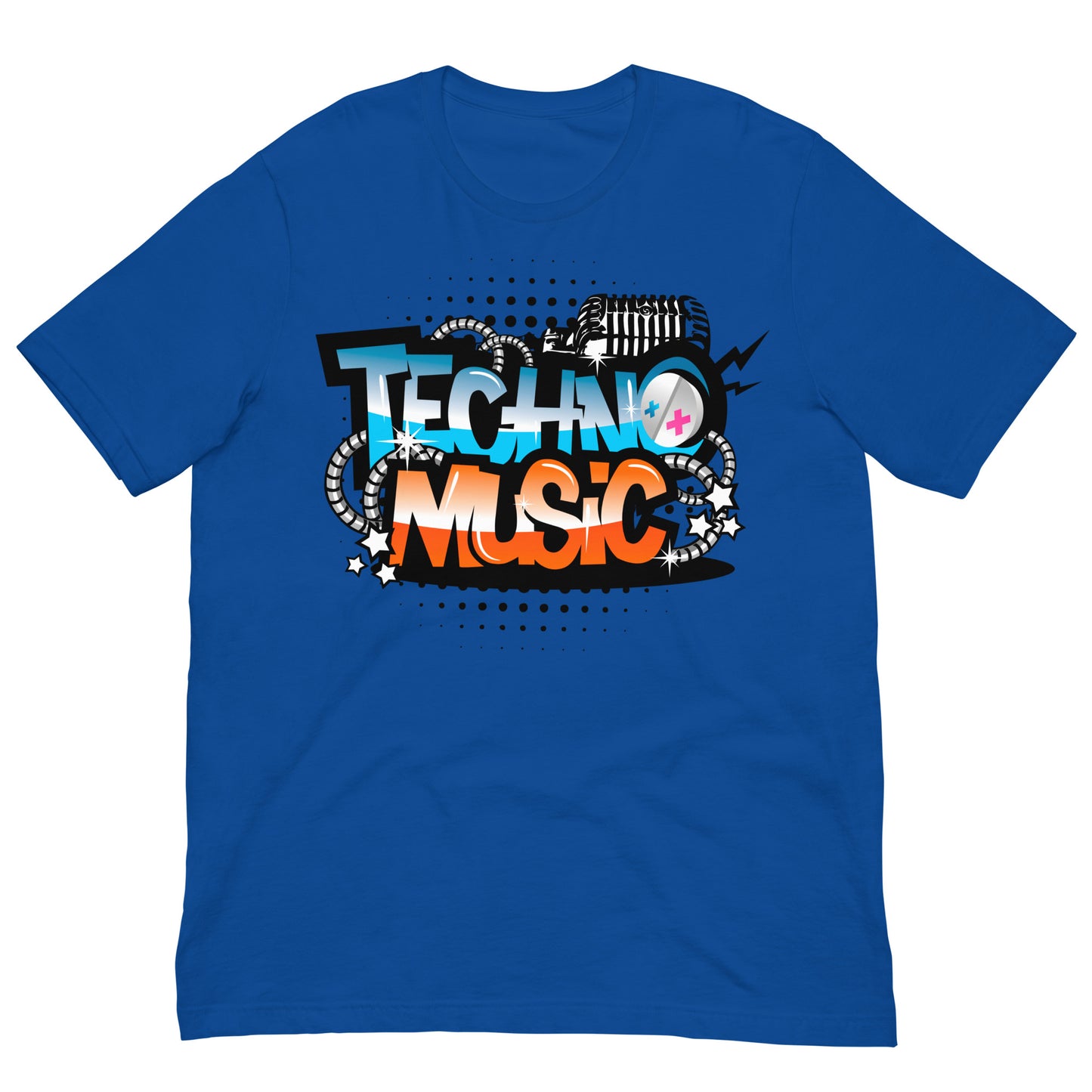 camiseta techno music azul royal