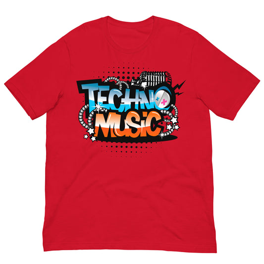 camiseta techno music roja