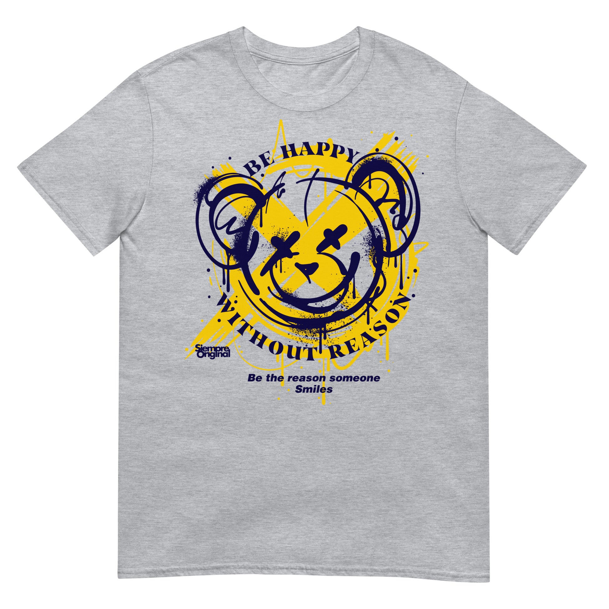 camiseta teddy bear be happy gris