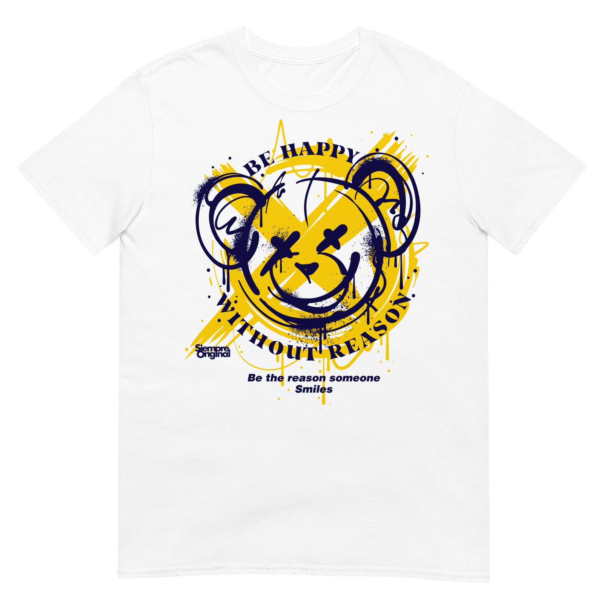 camiseta teddy bear be happy blanca