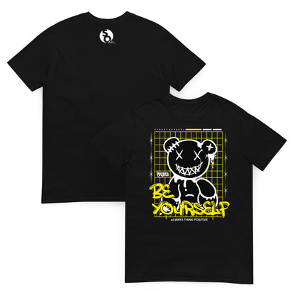camiseta teddy bear be yourself delante y detras negra