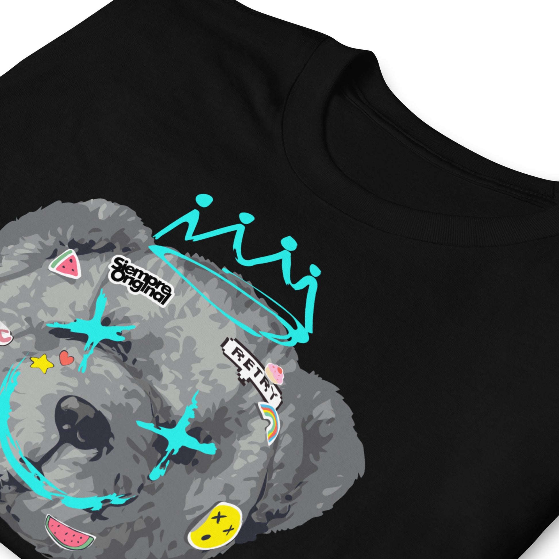 detalle de camiseta teddy bear done with it siempre original urban en color negro