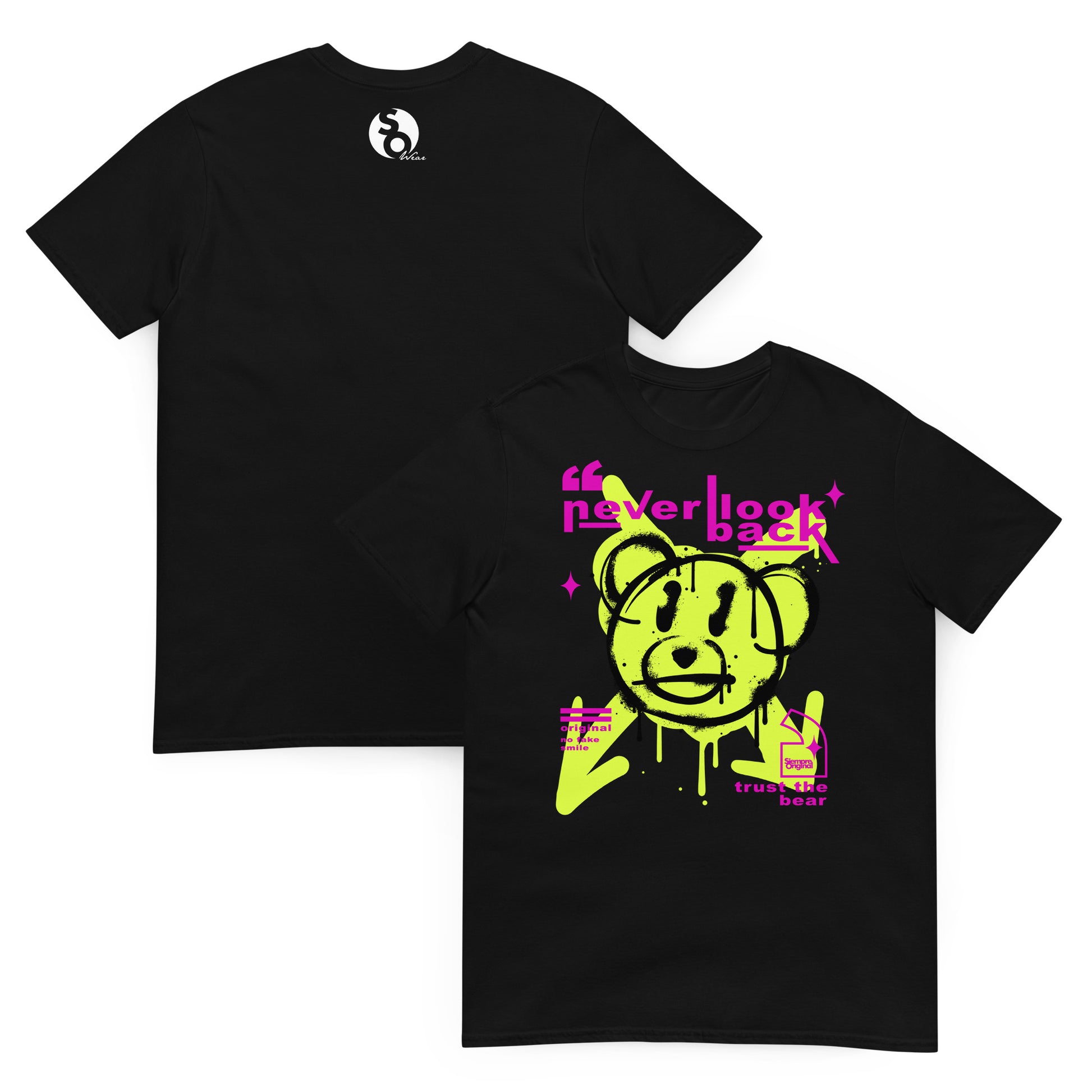 camiseta teddy bear graffiti delante y detras negra